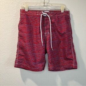 Men’s Trunks red circular printed swim trunks board shorts size medium M